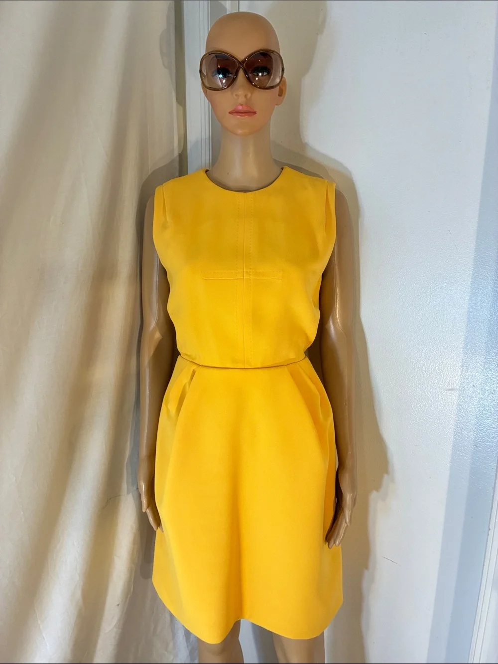 Stunning Like New Louis Vuitton Yellow Sleeveless Pleated Dress